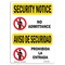 Signmission OSHA Security Sign, 7" Height, 10" Width, No Admittance Bilingual, Landscape, SN-D-L-11560 OS-SN-D-710-L-11560 - alternate 1